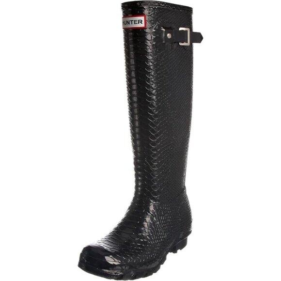 NEW Hunter Hunter Carnaby Boa Snake Rain Boots Black EU 35 36 US 5 UK 3 - Picture 1 of 12